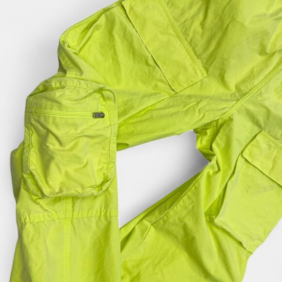 TNA Aritzia Cargo Pants Relaxed Mid Rise Adjustable Neon Green Women's Small - Picture 5 of 12
